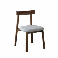 Chaise<Made in Meubles Chaise en bois de frêne foncé et tissu gris Aline (lot de 2)