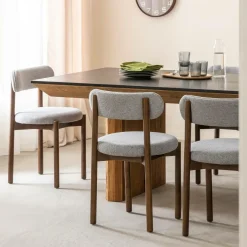 Chaise<Made in Meubles Chaise en bois de hêtre foncé et tissu Aline (lot de 2)