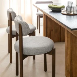 Chaise<Made in Meubles Chaise en bois de hêtre foncé et tissu Aline (lot de 2)