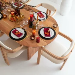 Chaise<Made in Meubles Chaise en bois de mindy et tissu bouclette Suzie (lot de 2)