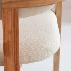 Chaise<Made in Meubles Chaise en bois de mindy et tissu bouclette Suzie (lot de 2)