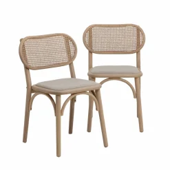 Chaise<Made in Meubles Chaise en bois d'orme clair et cannage Luzian (lot de 2)