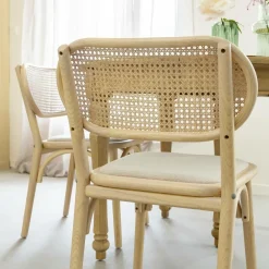 Chaise<Made in Meubles Chaise en bois d'orme clair et cannage Luzian (lot de 2)