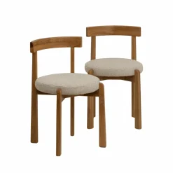 Chaise<Made in Meubles Chaise en bois d'orme et tissu bouclette gris Aline (lot de 2)