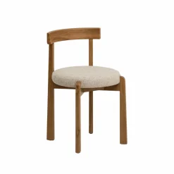 Chaise<Made in Meubles Chaise en bois d'orme et tissu bouclette gris Aline (lot de 2)