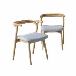 Chaise<Made in Meubles Chaise en bois d'orme et tissu gris Aline (lot de 2)