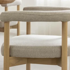 Chaise<Made in Meubles Chaise en bois d'orme et tissu gris Aline (lot de 2)