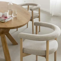 Chaise<Made in Meubles Chaise en bois d'orme et tissu gris Aline (lot de 2)