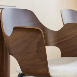 Chaise<Made in Meubles Chaise en bois foncé et tissu écru Florence (lot de 2)