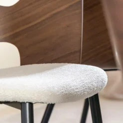 Chaise<Made in Meubles Chaise en bois foncé et tissu écru Florence (lot de 2)