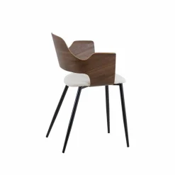 Chaise<Made in Meubles Chaise en bois foncé et tissu écru Florence (lot de 2)