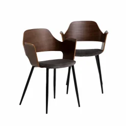 Chaise<Made in Meubles Chaise en bois foncé et velours gris Florence (lot de 2)