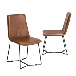 Chaise<Made in Meubles Chaise en cuir marron clair Lilou (lot de 2)