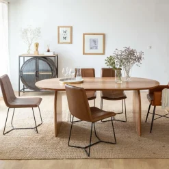 Chaise<Made in Meubles Chaise en cuir marron clair Lilou (lot de 2)