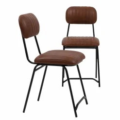 Chaise<Made in Meubles Chaise en cuir marron Dinner (lot de 2)