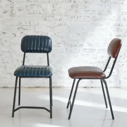 Chaise<Made in Meubles Chaise en cuir marron Dinner (lot de 2)