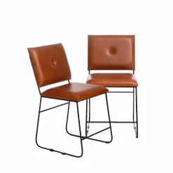 Chaise<Made in Meubles Chaise en cuir marron et métal noir Arthur (lot de 2)