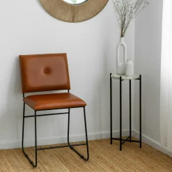 Chaise<Made in Meubles Chaise en cuir marron et métal noir Arthur (lot de 2)