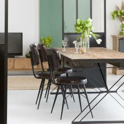 Chaise<Made in Meubles Chaise en cuir marron foncé Pharell (lot de 2)