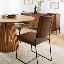 Chaise<Made in Meubles Chaise en cuir marron Valéria (lot de 2)