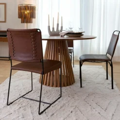 Chaise<Made in Meubles Chaise en cuir marron Valéria (lot de 2)