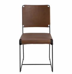 Chaise<Made in Meubles Chaise en cuir marron Valéria (lot de 2)