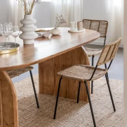 Chaise<Made in Meubles Chaise en métal et corde beige Emilia (lot de 2)