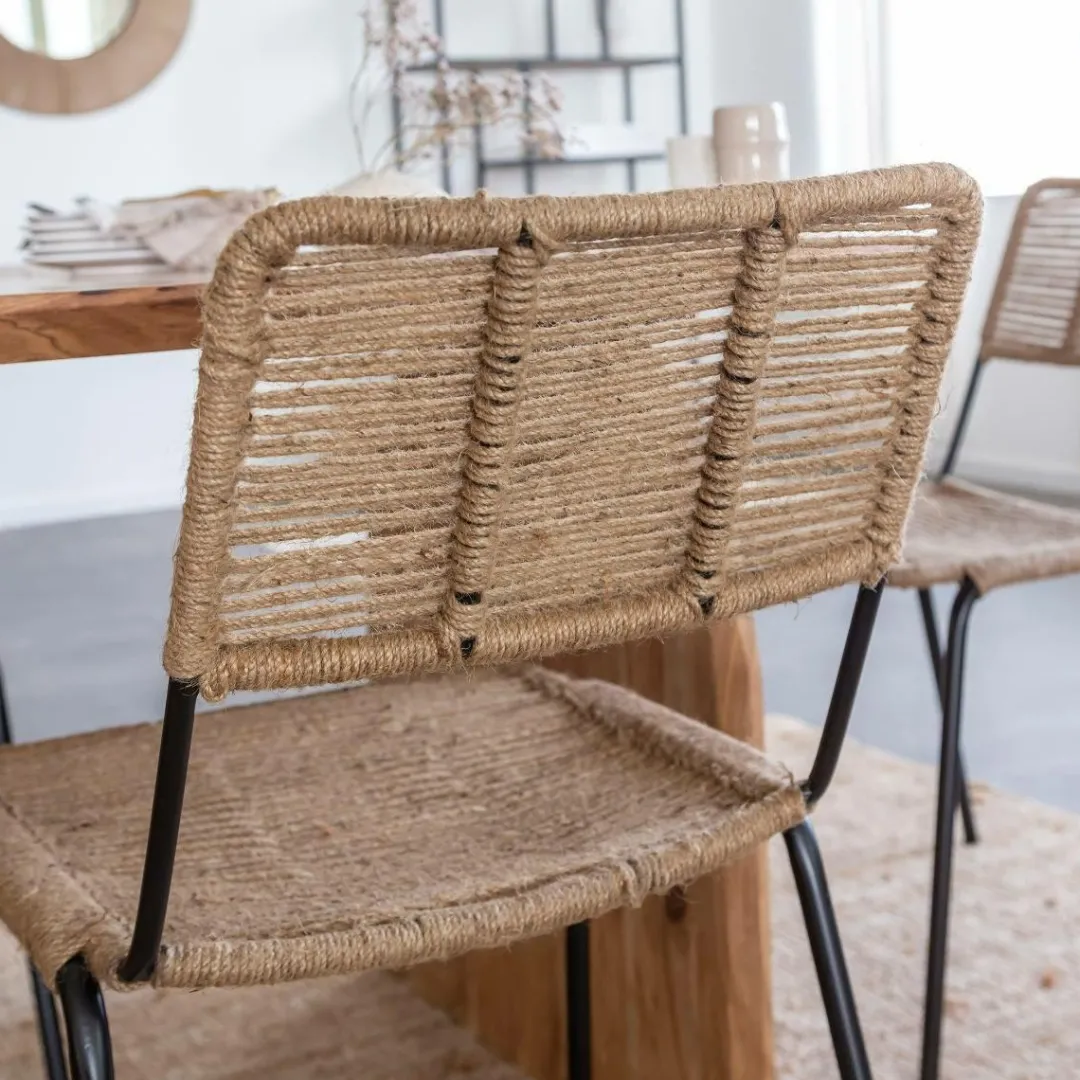 Chaise<Made in Meubles Chaise en métal et corde beige Emilia (lot de 2)