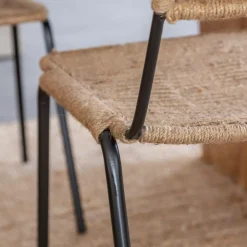 Chaise<Made in Meubles Chaise en métal et corde beige Emilia (lot de 2)