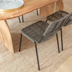 Chaise<Made in Meubles Chaise en métal et corde grise Emilia (lot de 2)