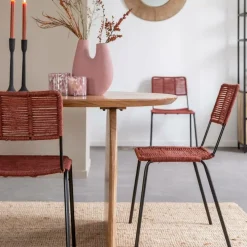 Chaise<Made in Meubles Chaise en métal et corde rouge Emilia (lot de 2)