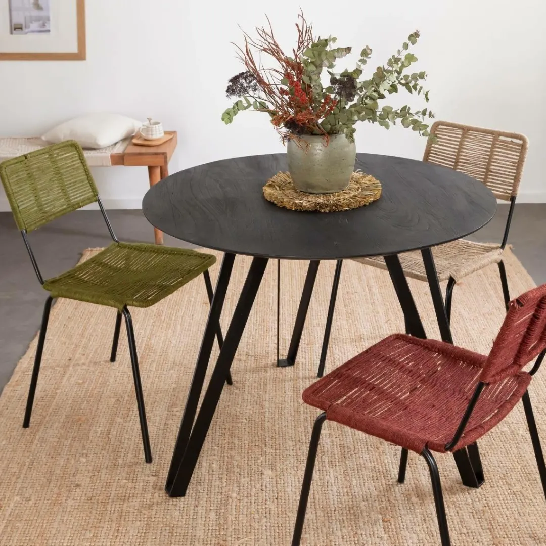 Chaise<Made in Meubles Chaise en métal et corde rouge Emilia (lot de 2)