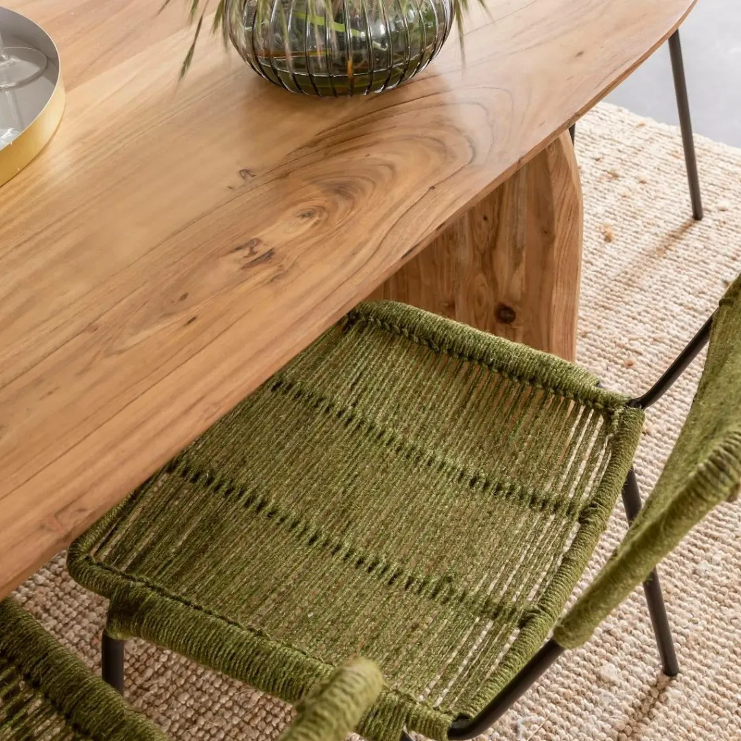 Chaise<Made in Meubles Chaise en métal et corde verte Emilia (lot de 2)