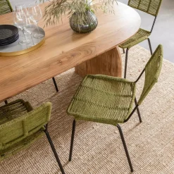 Chaise<Made in Meubles Chaise en métal et corde verte Emilia (lot de 2)