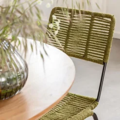 Chaise<Made in Meubles Chaise en métal et corde verte Emilia (lot de 2)