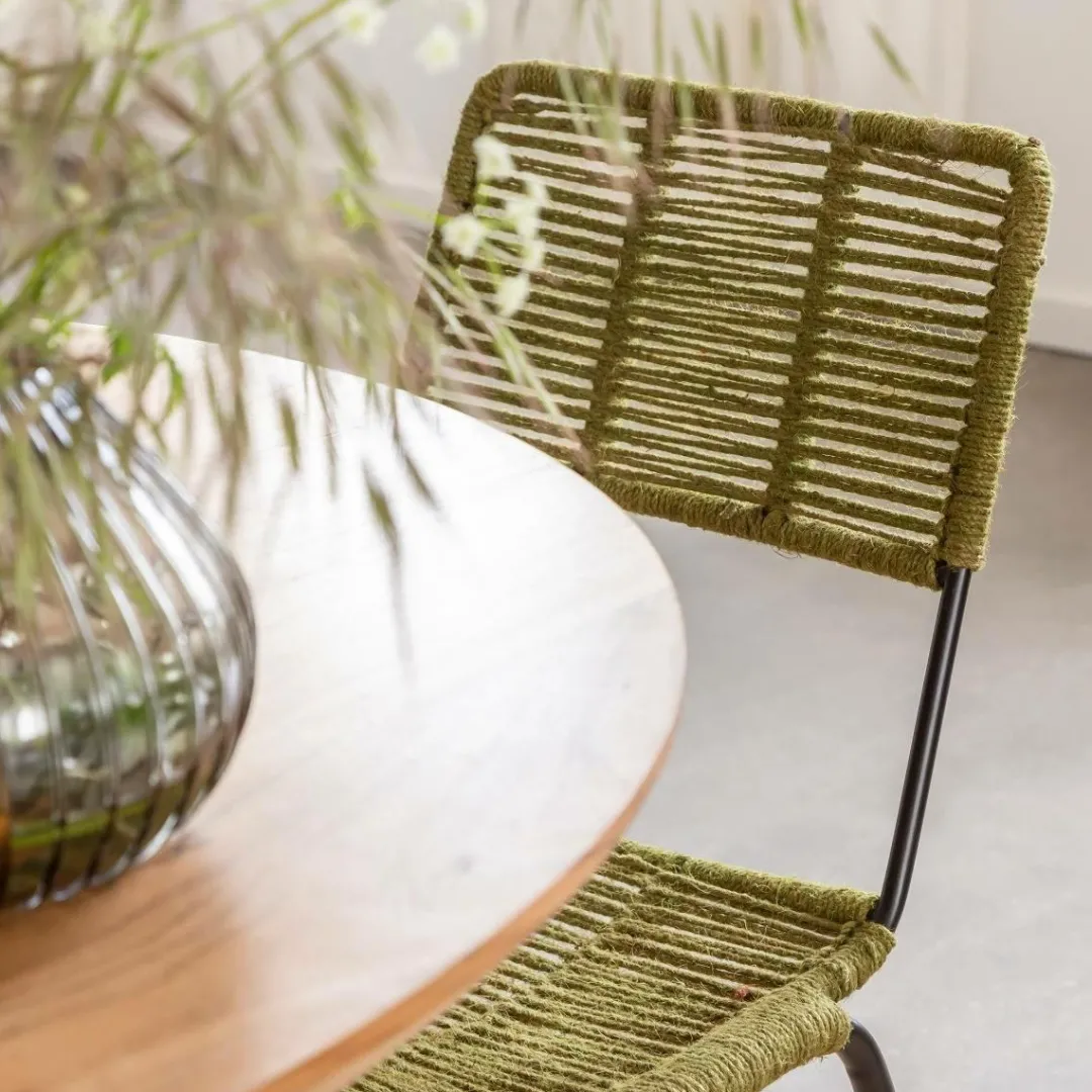 Chaise<Made in Meubles Chaise en métal et corde verte Emilia (lot de 2)