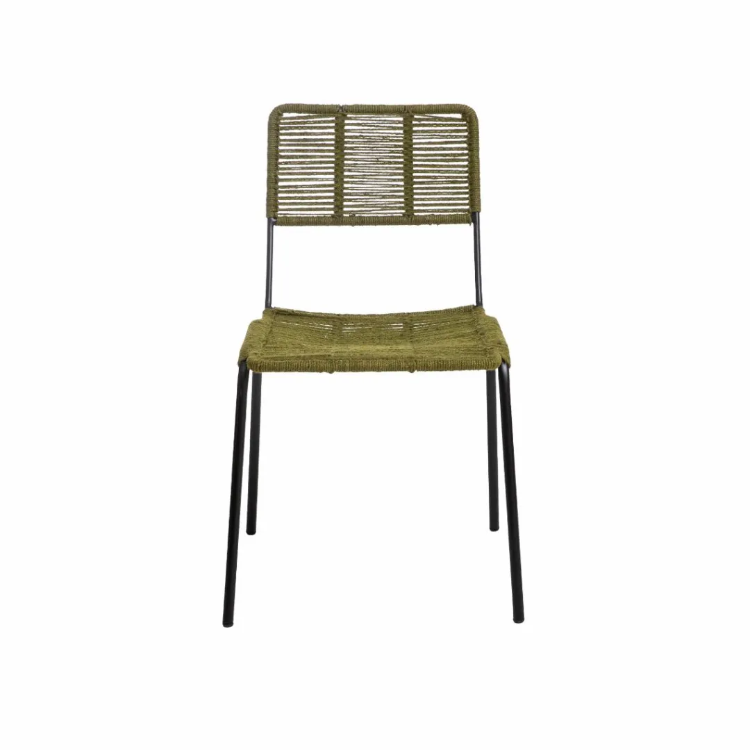 Chaise<Made in Meubles Chaise en métal et corde verte Emilia (lot de 2)