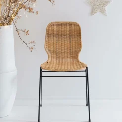 Chaise<Made in Meubles Chaise en métal et rotin Minal (lot de 2)