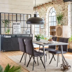 Chaise<Made in Meubles Chaise en polyester noir Nino (lot de 2)