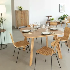 Chaise<Made in Meubles Chaise en rotin et en métal Leila (lot de 2)