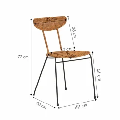 Chaise<Made in Meubles Chaise en rotin et en métal Leila (lot de 2)