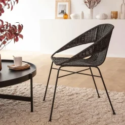 Chaise<Made in Meubles Chaise en rotin et en métal Aurélien