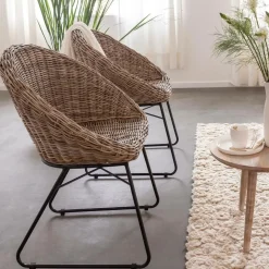 Chaise<Made in Meubles Chaise en rotin et métal Amael (lot de 2)