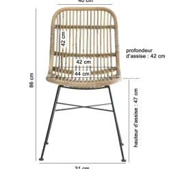 Chaise<Made in Meubles Chaise en rotin et métal Rattan (lot de 2)