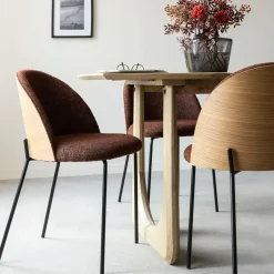 Chaise<Made in Meubles Chaise en tissu acajou et bois clair Nyssa (lot de 2)