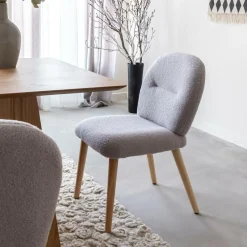 Chaise<Made in Meubles Chaise en tissu bouclette grise Ayse (lot de 2)