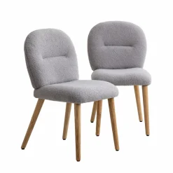 Chaise<Made in Meubles Chaise en tissu bouclette grise Ayse (lot de 2)