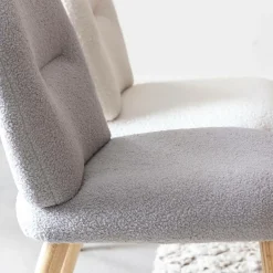 Chaise<Made in Meubles Chaise en tissu bouclette grise Ayse (lot de 2)