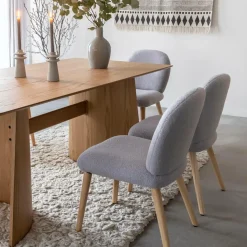 Chaise<Made in Meubles Chaise en tissu bouclette grise Ayse (lot de 2)