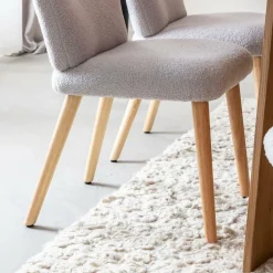 Chaise<Made in Meubles Chaise en tissu bouclette grise Ayse (lot de 2)